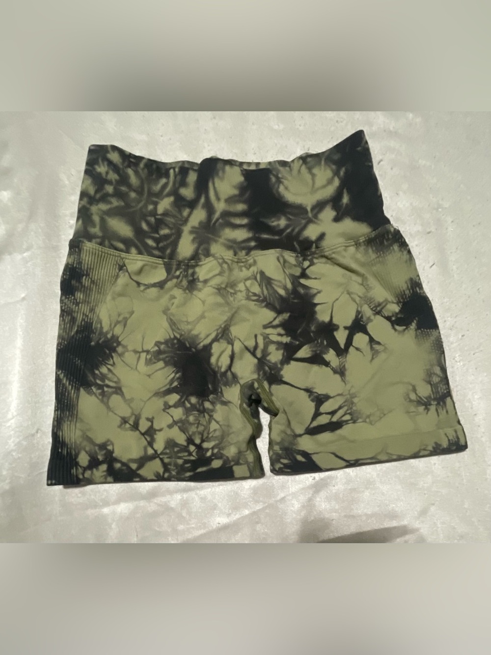 High-Rise Olive Tie-Dye Bike Shorts for Women